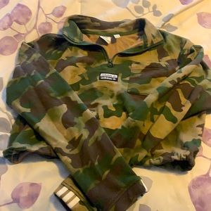 Adidas camo cropped quarter zip